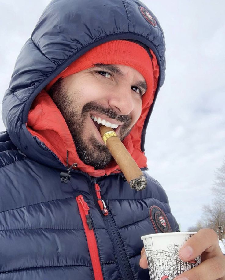 winter cigar smoking